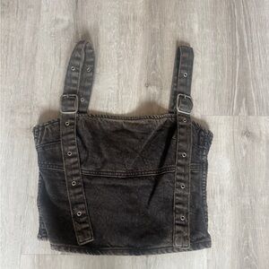 Zara Denim Buckle Strap Top